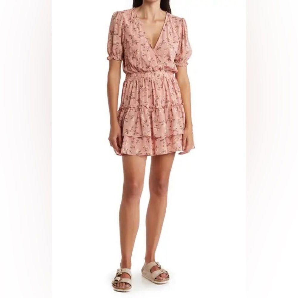 WAYF Smocked Waist Tiered Mini Dress NEW with tags Size Small